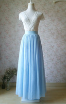 LIGHT BLUE Plus Size Bridesmaid Tulle Skirt High Waist Floor Length Tulle Skirt