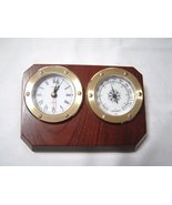 Vintage Linden Wooden Quartz Clock, Thermometer Desk Clock - $29.99