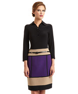 CHETTA B. Long Sleeve Dress with Colorblock Skirt Sz 4 NWT $138 - $49.00