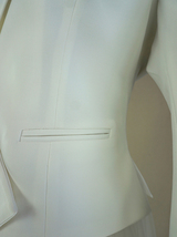 Women's White Suit Jacket White Asymmetrical Collar Boho Wedding Plus Size image 8
