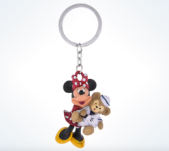 Disney Park Fun Minnie Mouse with Duffy Bear Figurine Keychain Key Chain