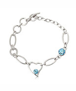LUMAX SWAROVSKI HEART BRACELET ( AQUAMARINE ) - $59.00
