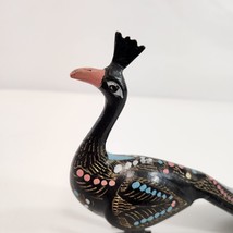 Painted Brass Peacock Figurine Metal Sculpture Shoehorn Handmade Black 9... - $29.02