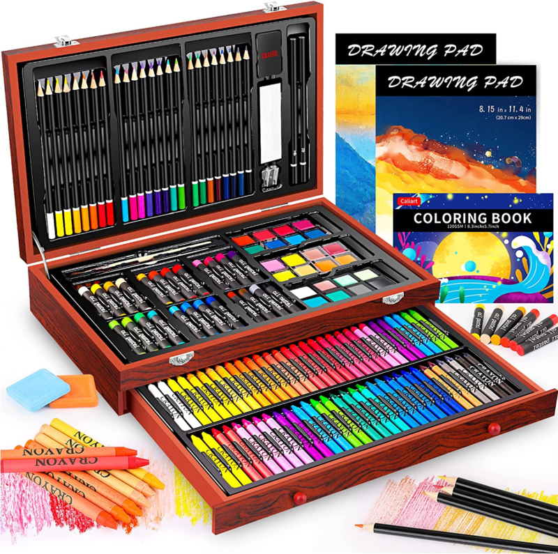 Caliart Art Supplies, Drawing Supplies, 176PCS Art Set Sketching Kit with  100 Sheets 3-Color Sketch Book, Graphite Colored Charcoal Watercolor &  Metallic Pencils, Gifts for Artists Adults Teens Kids