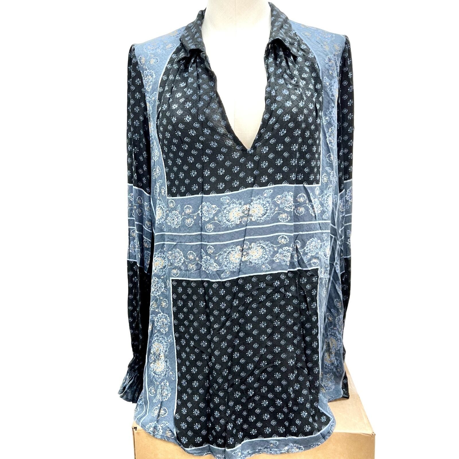 Free People Shirt Women's S Blue Patterned and 50 similar items
