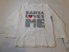 Carter's Baby Girl's Long Sleeve T Shirt White "Santa Loves Me" Size Variations - $12.86