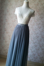 DARK GRAY Plus Size Bridesmaid Tulle Skirt High Waist Gray Full Maxi Tulle Skirt image 3