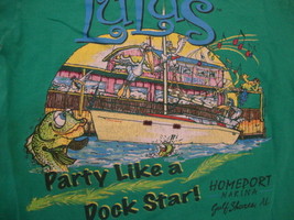 Lucy Buffett&#39;s Lulu&#39;s &quot;Party Like a Dock Star&quot; Green T Shirt Mens Size S - $16.82