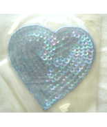 Vintage  Light Blue Large Heart Sequin Applique Sew-On Sequined Patch  NIP  - $4.99