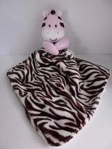 Baby Starters Zebra Blanket Pink Cream Brown Satin Security Lovey - $19.55