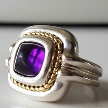 Tiffany &amp; Co 18k Gold Rope Purple Amethyst Ring in Sterling Silver Sz 5 ... - $346.50