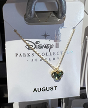 Disney Parks Mickey Mouse Faux Peridot August Birthstone Necklace Gold Color NEW image 3