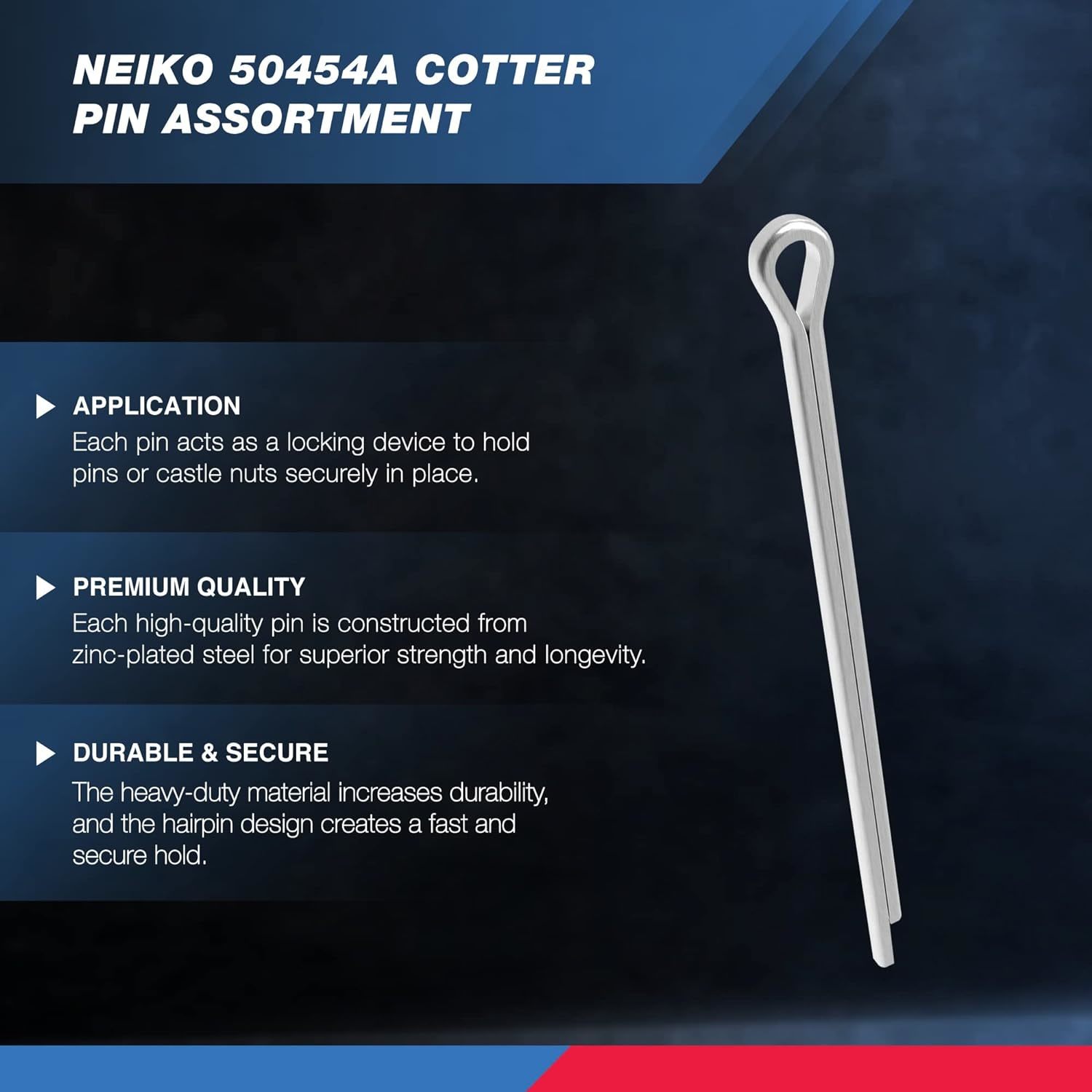 Neiko 50454a Cotter Pin Assortment 555 Piece Zinc Plated Premium Quality S Hairpin 