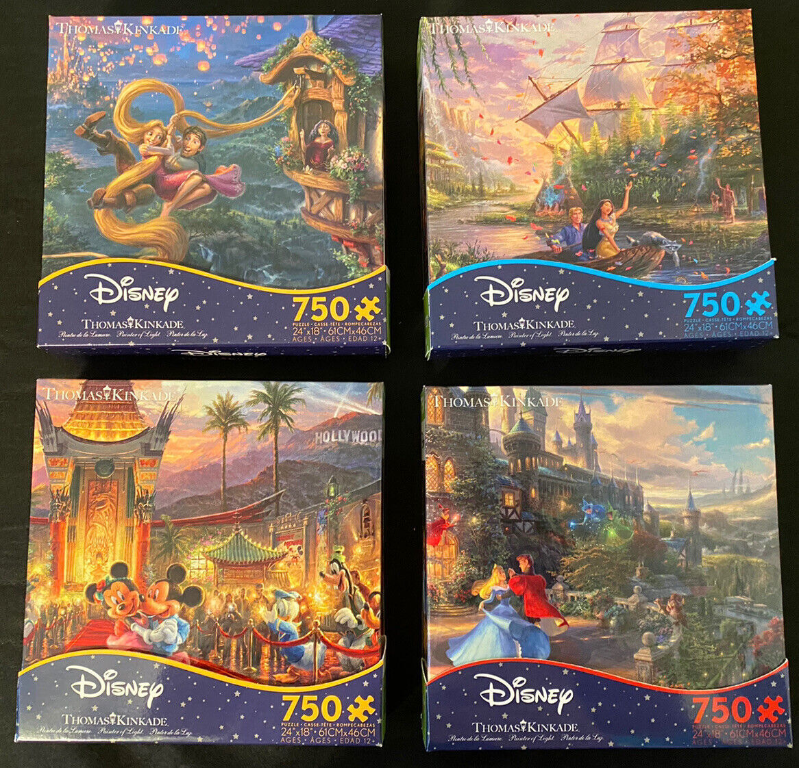 Disney Thomas Kinkade Puzzles Mickey, Minnie, Tangled, Pocahontas ...