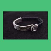 Montana Silversmith Leather Rope Silver Bracelet CZ  image 1