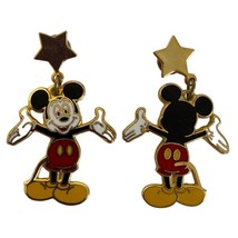 Disney Mickey Mouse Stud Earrings Vintage Gold Tone Front / Back - $19.55