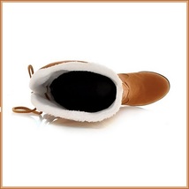 Suede Over The Knee Flat Sole Leather Boots w/ Lace Up Tassel and Fleece Lining image 6