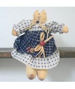 Tabby Cat Handmade Muslin Country Girl Doll Shelf Sitter (BN-DOL101) - $12.00