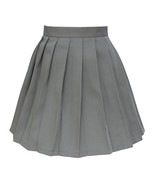Girl&#39;s Japan School Plain Solid Pleated Costumes Skirts (M,Dark grey ) - $19.79