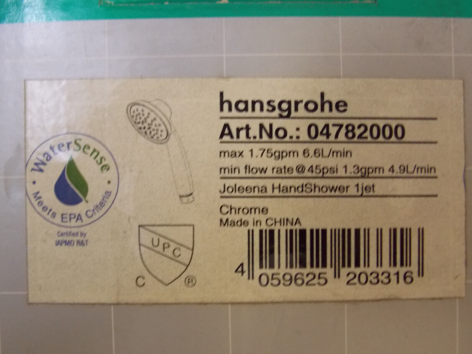 Hansgrohe 04782000 Joleena 1.75 GPM Single Function Hand Shower