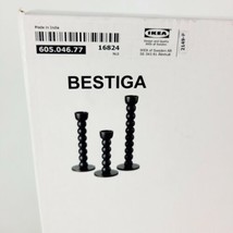 Set of 3 Ikea BESTIGA Black Candlestick Candle Holder Metal 12" 11" 8"  New - $58.39