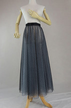 Black Polka Dot Tulle Skirt Double Layered Tulle Maxi Skirt by Dressromantic image 3