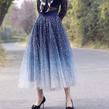 Sequined Tulle Midi Skirt Outfit Navy Blue Sparkly Midi Skirt Custom Plus Size