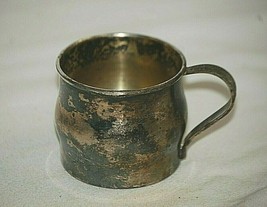 Old Vintage Community Silver Plate Christening Baby Cup w Floral Handle - $16.82