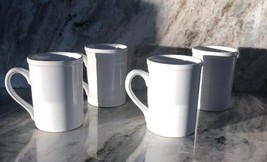 Royal Norfolk White Stoneware Coffee Mugs Dinnerware Cups-Set Of 4-RARE-SHIP24HR - $59.28