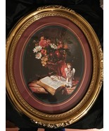 Home Interiors Oval Picture of Bible Angel and Flowers Homco  - $59.99