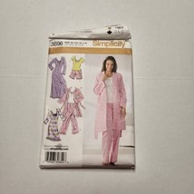 Simplicity 3696 Misses XXS-M Nightgown Pajama Robe Pjs Pants Shorts Sewing - $4.94