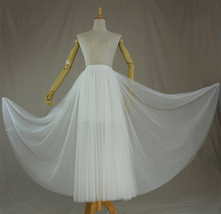 WHITE Tulle Midi Skirt A Line High Waisted Tulle Skirt Wedding Skirt image 2