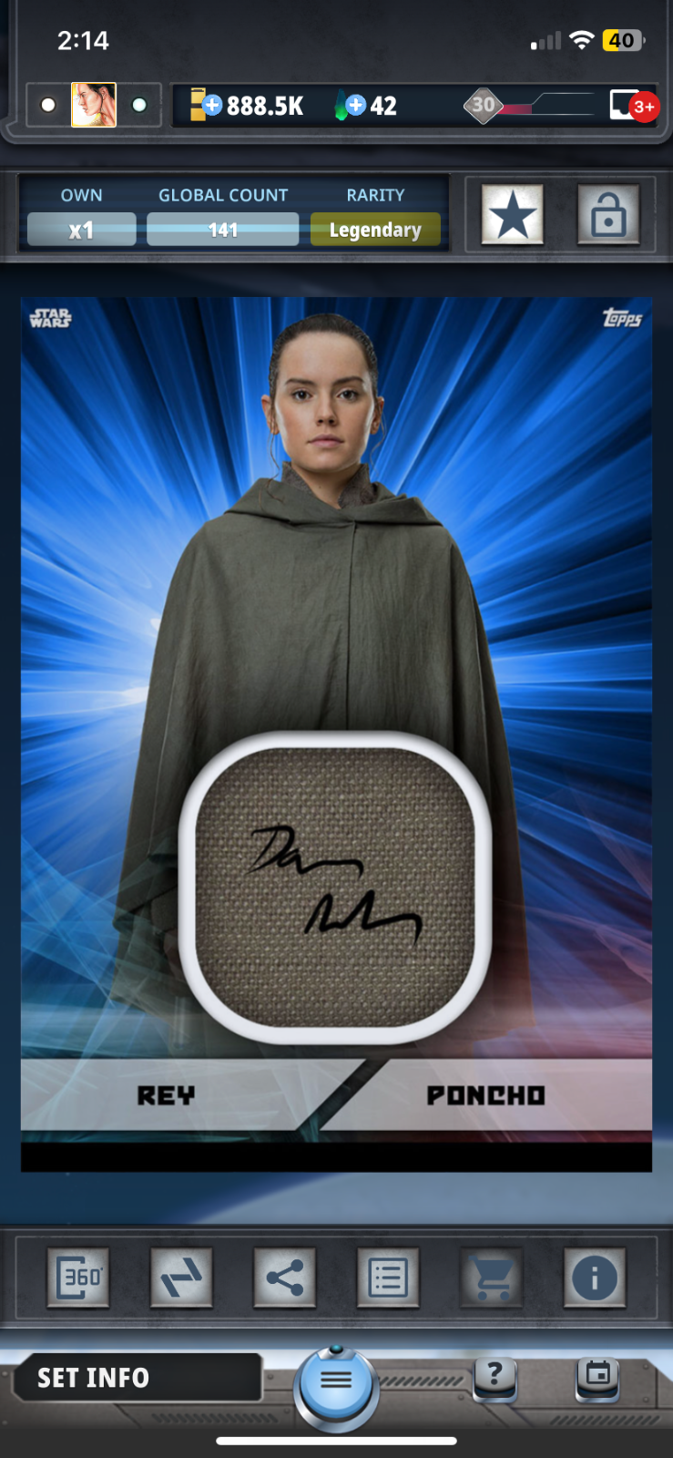 Topps Digital Cards Star Wars Daisy Ridley Full Live Sig/Relic Pack Set