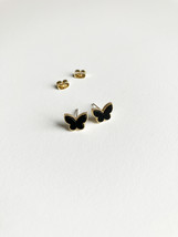 Mini Onyx Butterfly Earrings in Gold - $30.00