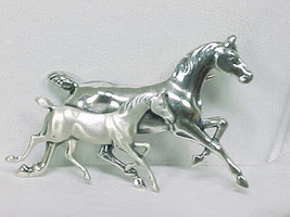 BEAU STERLING 2 HORSES Vintage BROOCH Pin - FREE SHIPPING - $75.00