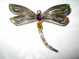 Gorgeous Crystal Studded and Enamel Dragonfly Pin - $16.87