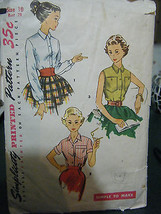 Vintage 1950&#39;s Simplicity 4420 Teen Size Blouse Pattern - Size 10 Bust 28 - $12.04