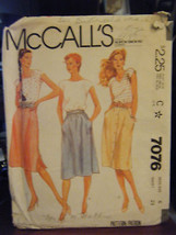 Vintage McCall&#39;s 7076 Misses Skirts Pattern - Size 6 Waist 23 - $7.55