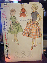 Vintage Simplicity 4387 Girl&#39;s Dresses Pattern - Size 14 Chest 32 - $13.78