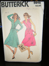 Vintage Butterick 6918 Junior&#39;s Front Wrap Dress Pattern - Size 7 Bust 31 - $14.89