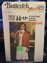 Vintage Butterick 4595 Half-Size Jacket, Dress &amp; Scarf Pattern - Size 20... - $11.49