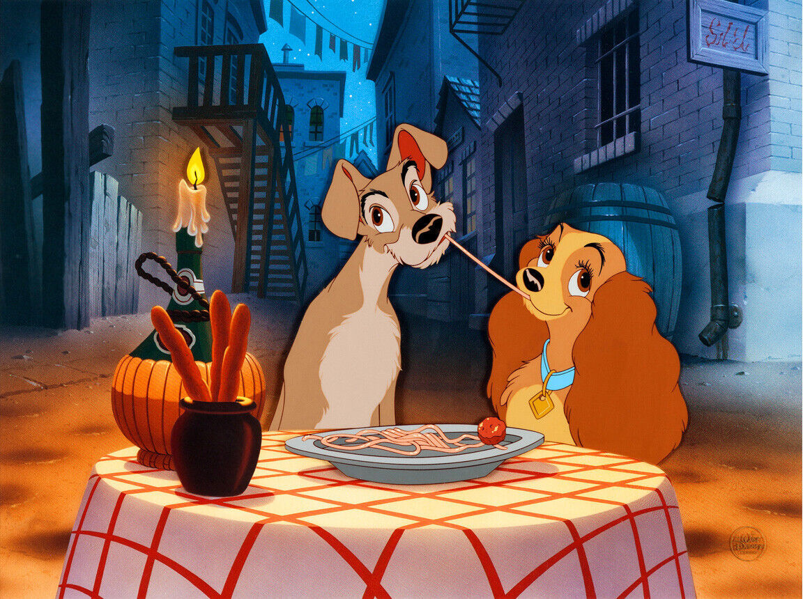 Lady and the Tramp Bella Notte spaghetti scene ceramic tile mural ...