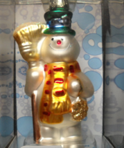 Brass Key Christmas Ornament 2004 Frosty The Snowman Holding Broom Original Box - $14.99