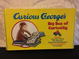 CURIOUS GEORGE'S BIG BOX OF CURIOSITY BRAND NEW POSTER PUZZLE BOOK FLASHCARDS - $38.48