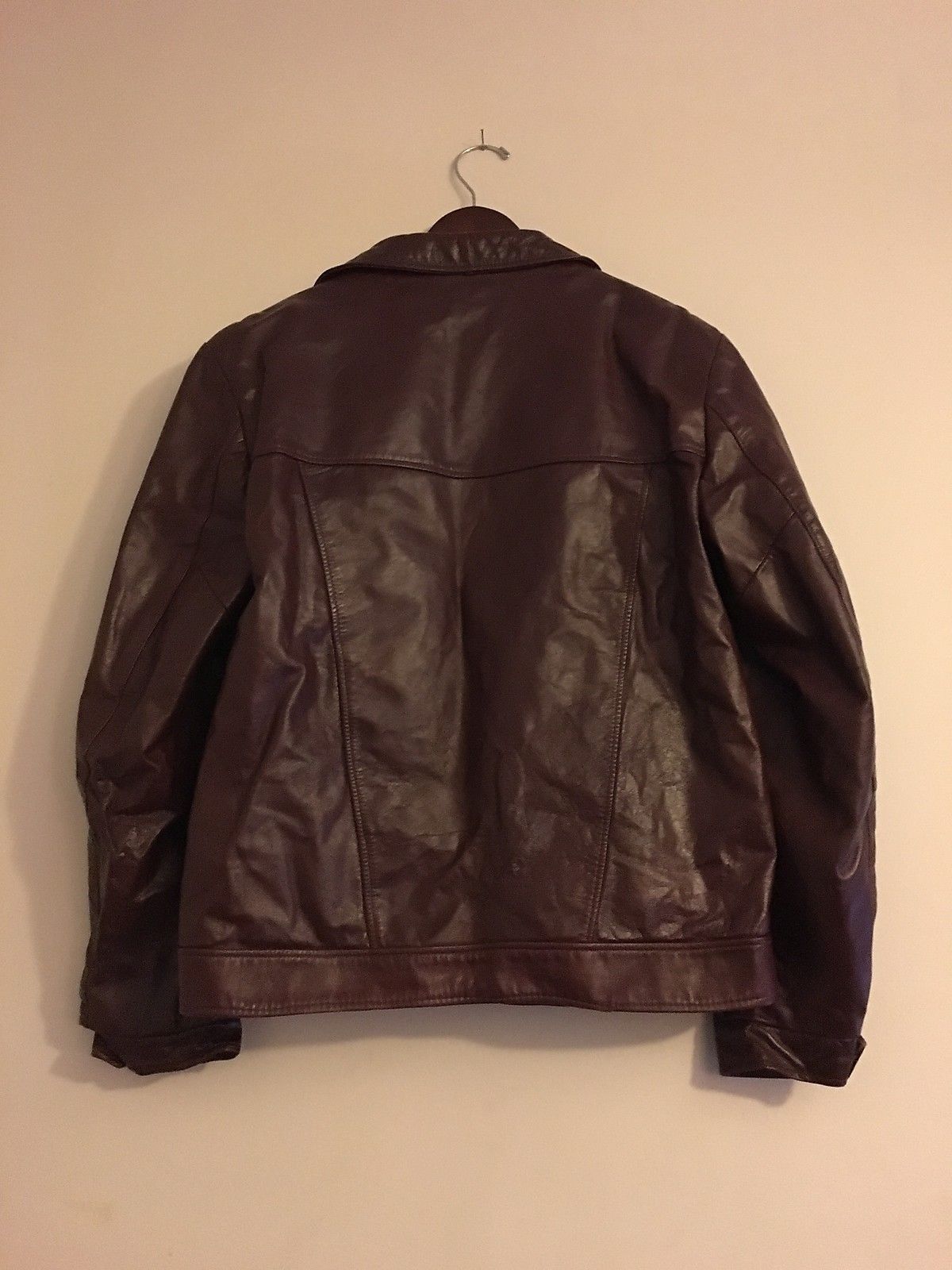 Vintage London Fog Brown Oxblood Leather Motorcycle Bomber Jacket Coat Size  42 R