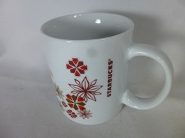 Starbucks Holiday Poinsettia Snowflake Christmas Coffee Mug Cup 12 Fl Oz - $7.91
