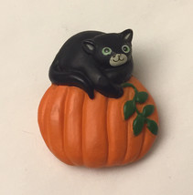 Halloween pumpkin with black cat pin novelty brooch Fun World - $2.00