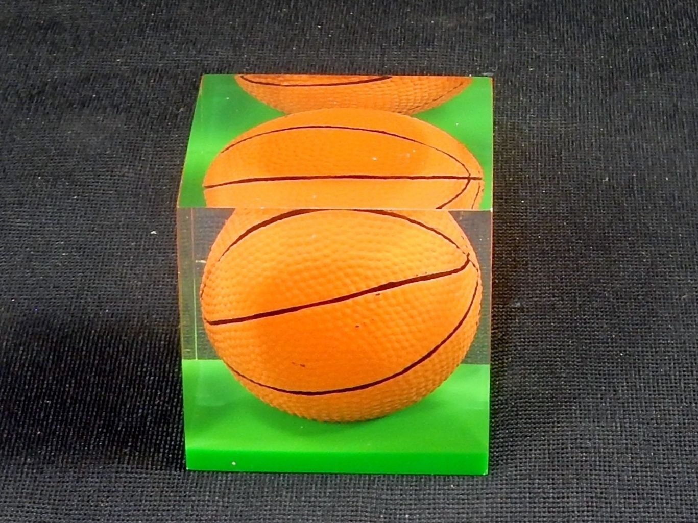 Acrylic Paperweight, Sports Ball ~ 1.75" Cube, 3.5 oz/100 g, Basketball ~ #RG105 - $7.79