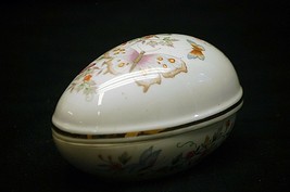 Vintage Avon 1974 Fine Porcelain Butterfly Egg Trinket Box w 22K Gold Trim Japan - $24.74
