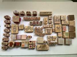 Lot Of 83 Rubber Ink Stamps -Alphabet, Greetings, Sayings, Textures and More - $75.05
